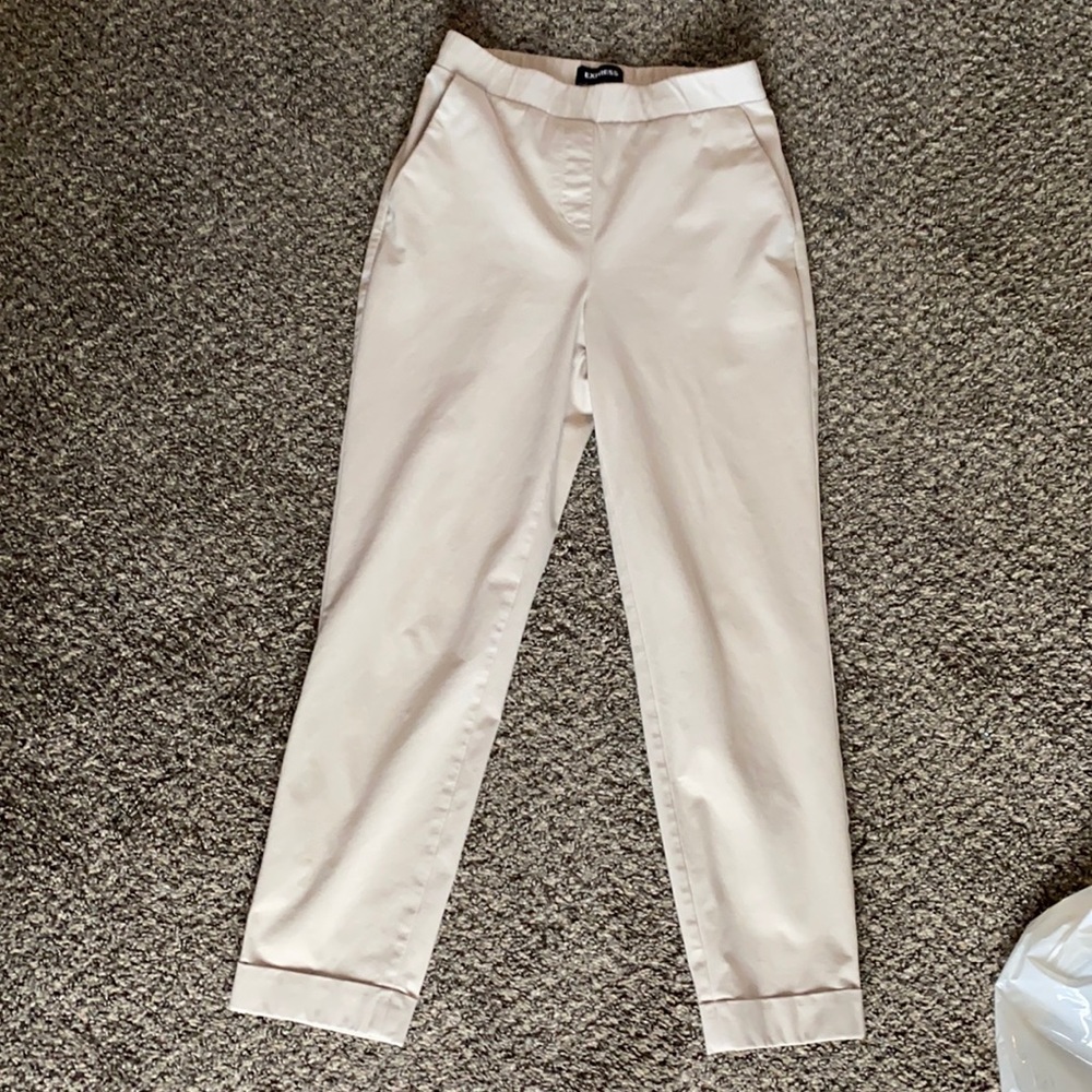 EXPRESS tan stretch high rise ankle pant